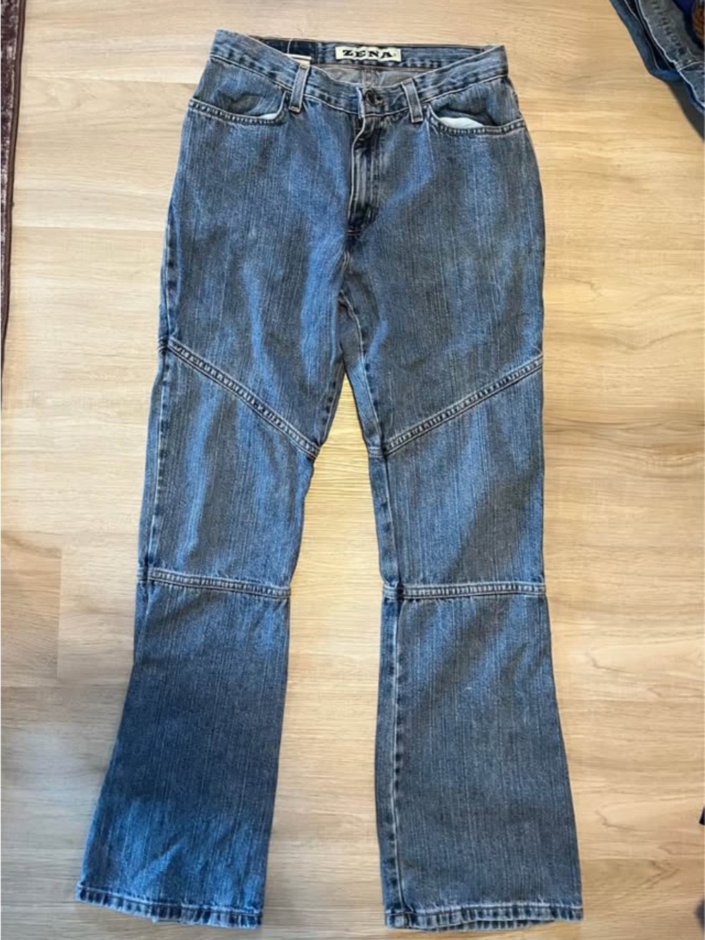 Women’s Vintage Y2K Zena Two-Tone Panel Flare Jeans - Blue Denim M/8/28” Waist